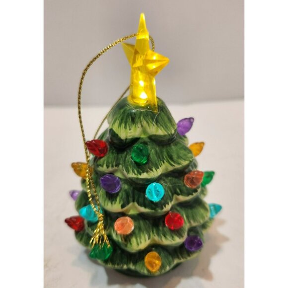 Vintage Mr. Christmas Mini Ceramic Light Up Christmas Tree Ornament 4.5" Battery - Picture 7 of 14
